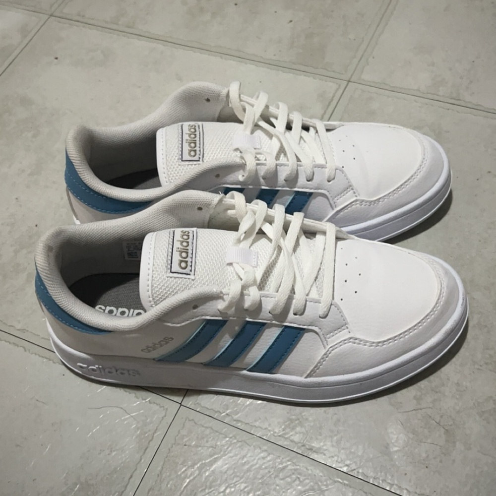 Adidas White and Blue Sneakers Classic Design